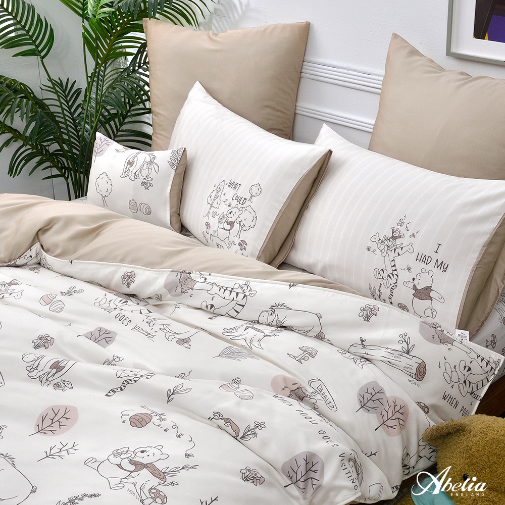 英國Abelia X Winnie the Pooh《楓糖維尼》加大天絲床包枕套組
