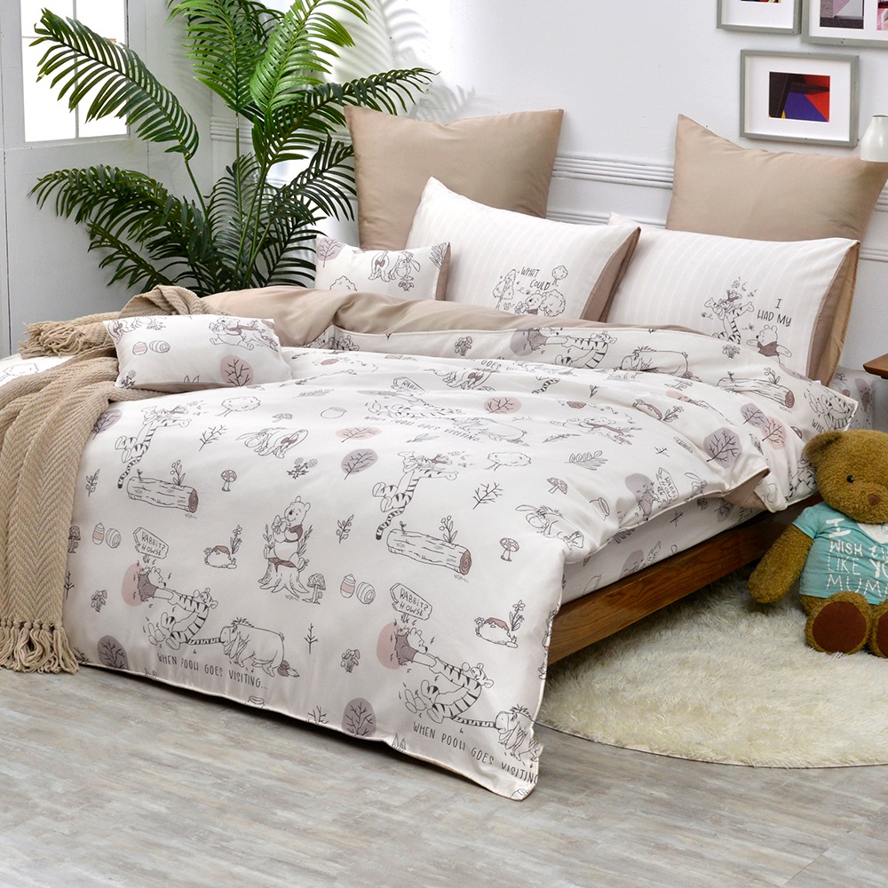 英國Abelia X Winnie the Pooh《楓糖維尼》單人天絲床包枕套組