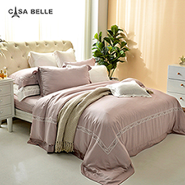 法國CASA BELLE《皇室璀璨》雙人天絲刺繡四件式防蹣抗菌吸濕排汗兩用被床包組