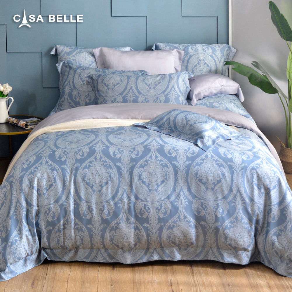 法國CASA BELLE《黎蔓猜想》加大天絲刺繡四件式防蹣抗菌吸濕排汗兩用被床包組