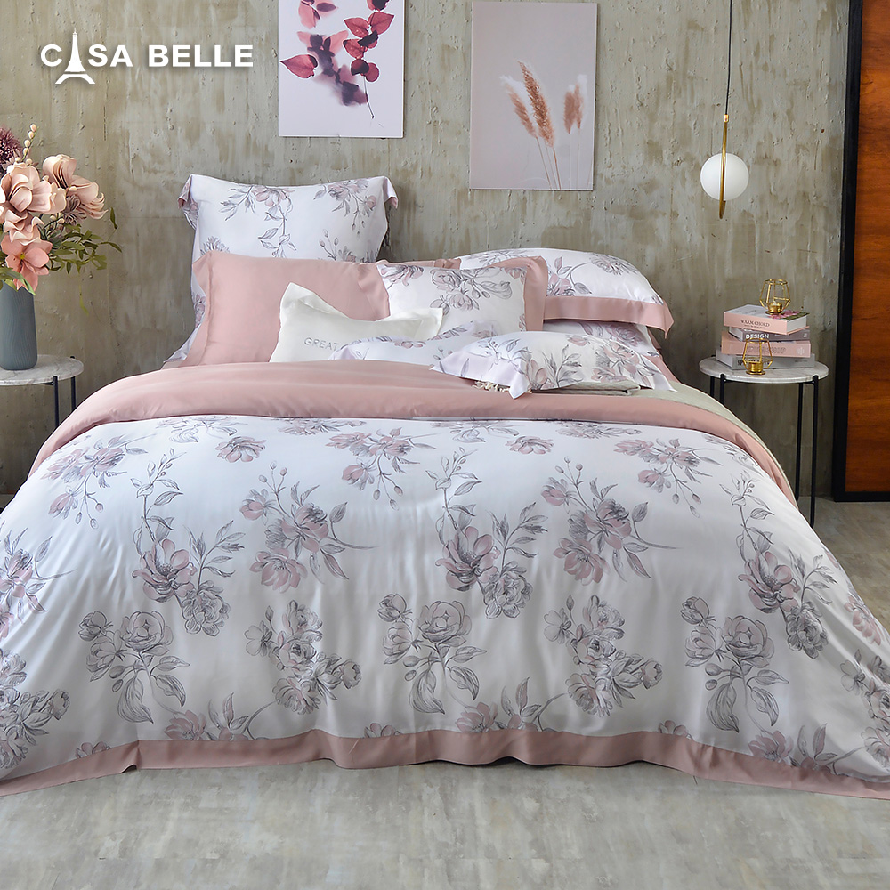 法國CASA BELLE《里歐諾拉》特大天絲四件式防蹣抗菌吸濕排汗兩用被床包組