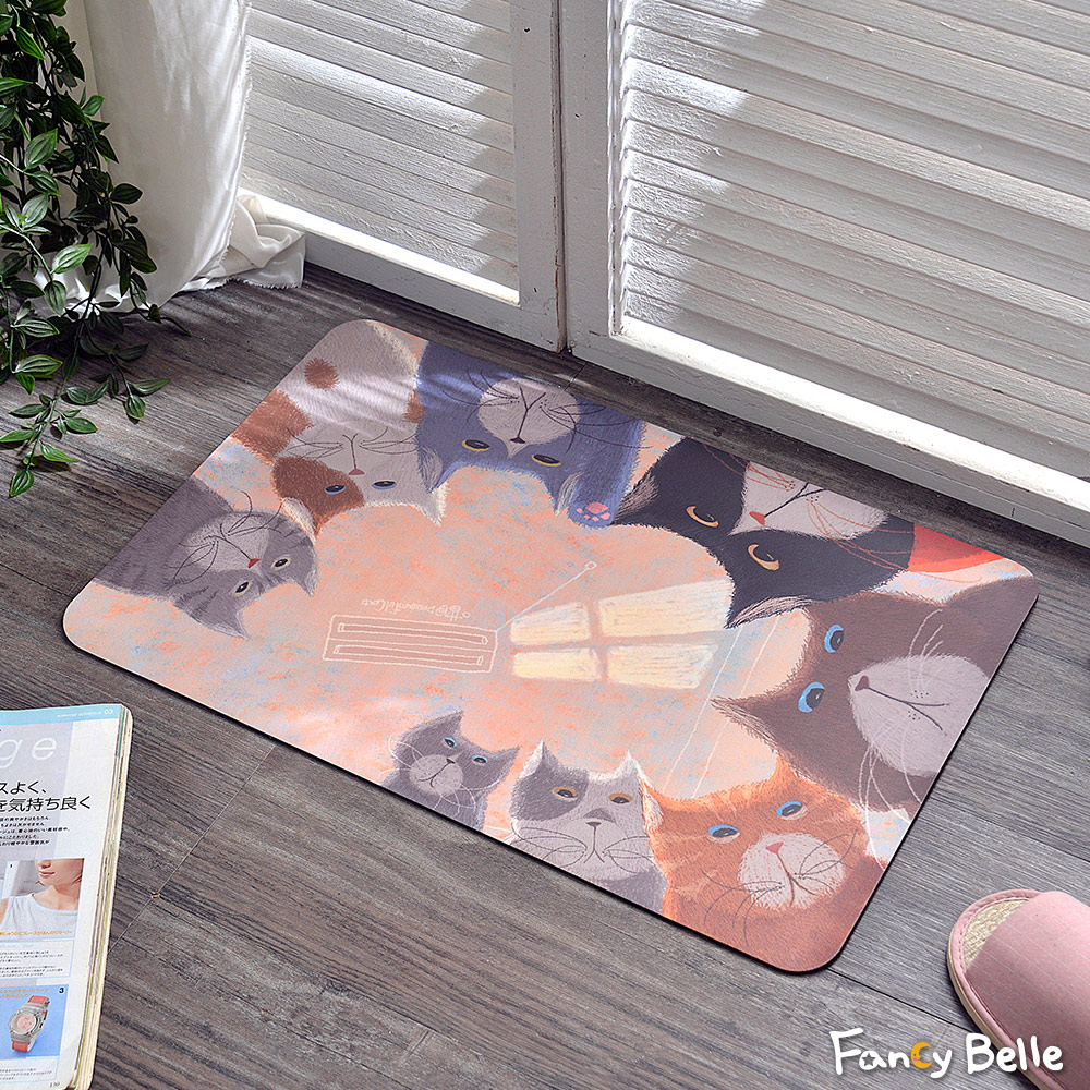 DreamfulCat貓咪鬧鐘 | 抗菌可水洗軟式珪藻土強效吸水地墊 60*39CM