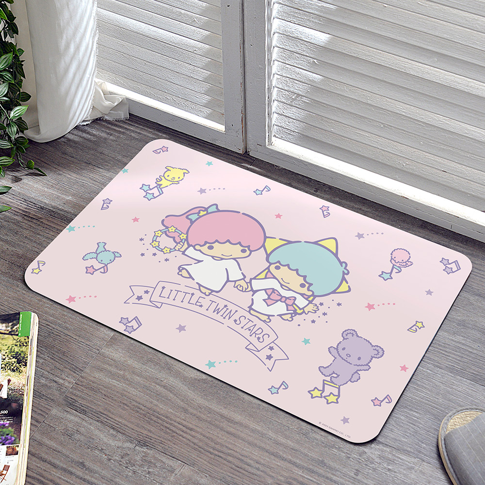 Sanrio-雙星仙子開心音符 | 抗菌可水洗軟式珪藻土強效吸水地墊 60*39CM