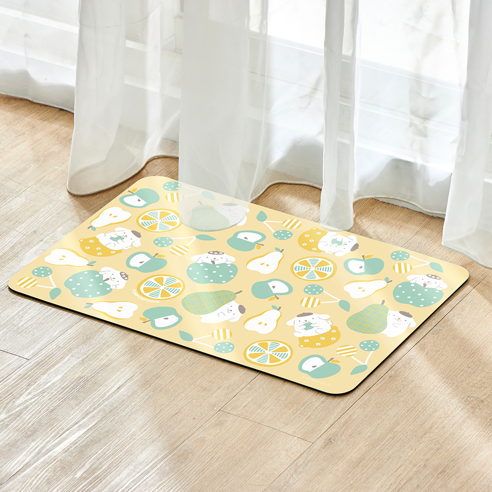 Sanrio-布丁狗果園萌旅 抗菌可水洗軟式珪藻土強效吸水地墊 60*39CM