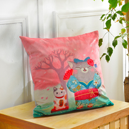 DreamfulCat 麂皮靠墊 45*45CM-櫻花雪