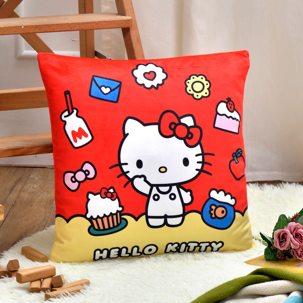 Sanrio-HELLO KITTY經典復古 | 麂皮靠墊 45*45CM