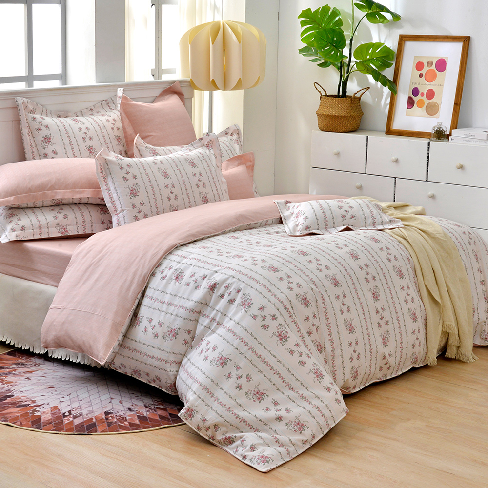 喬安莉娜 | 雙人純棉防蹣抗菌吸濕排汗兩用被床包組