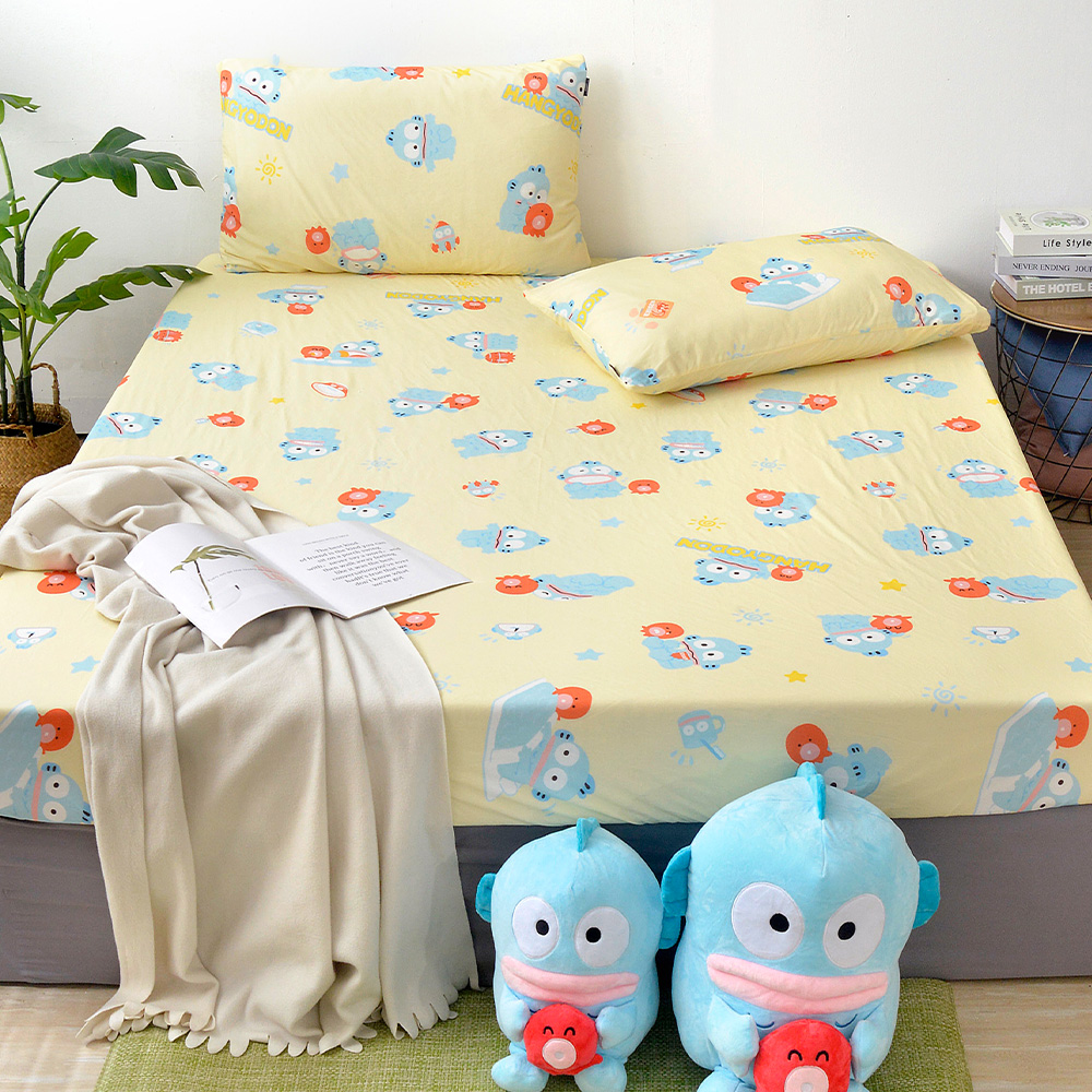 [超值組合] Sanrio-人魚漢頓の日常 | 雙人超COOL超涼感床包枕套組+舒柔水洗枕