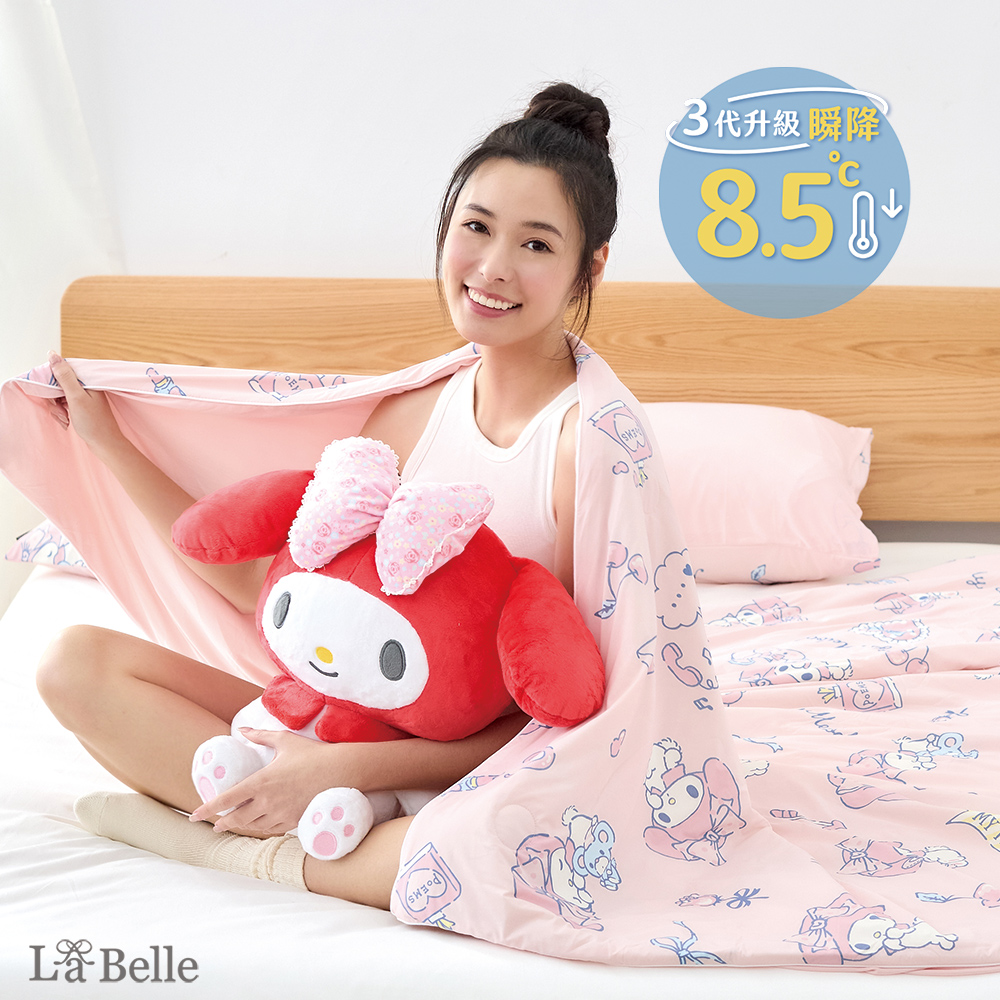 [超值組合] Sanrio-夢幻甜心美樂蒂 | ICECOOL眠綿冰蠶絲蛋白抗菌涼感涼被(150*195cm)+舒柔水洗枕
