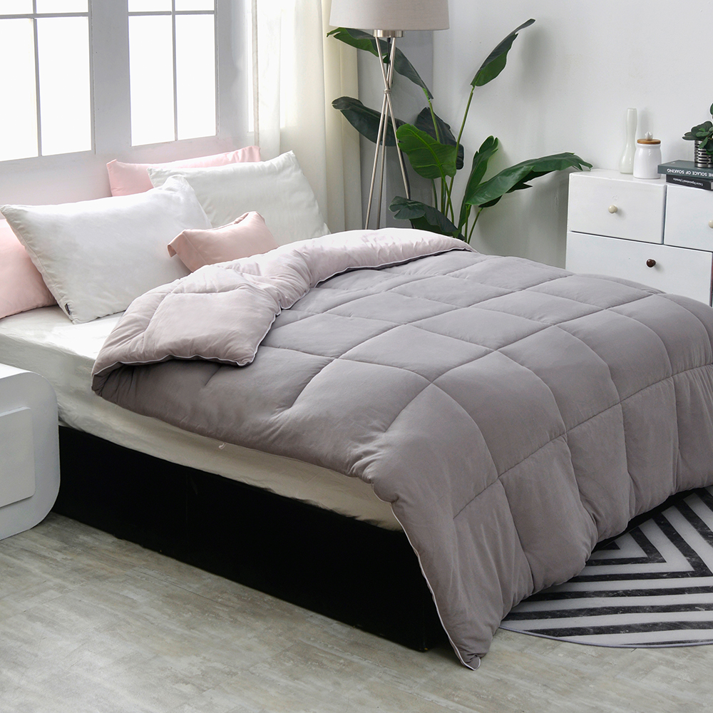 義大利La Belle《韓式雙色抑菌暖膚絨石墨烯發熱可水洗冬被》--雙人