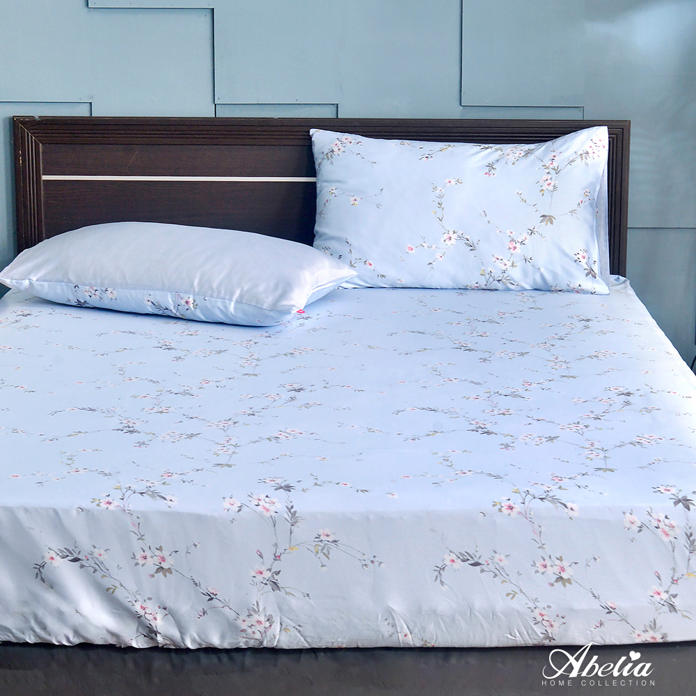 英國Abelia《天藍花開》雙人天絲木漿纖維床包枕套組