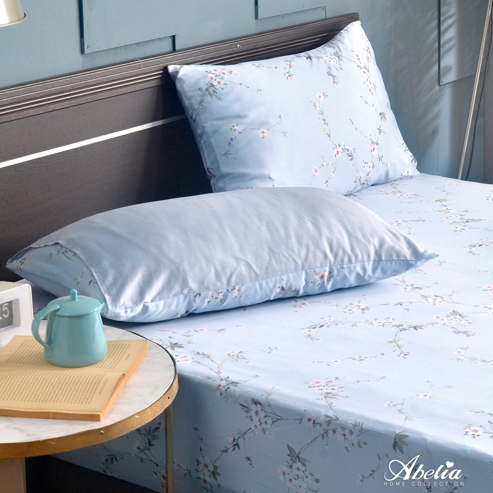 英國Abelia《天藍花開》雙人天絲木漿纖維床包枕套組