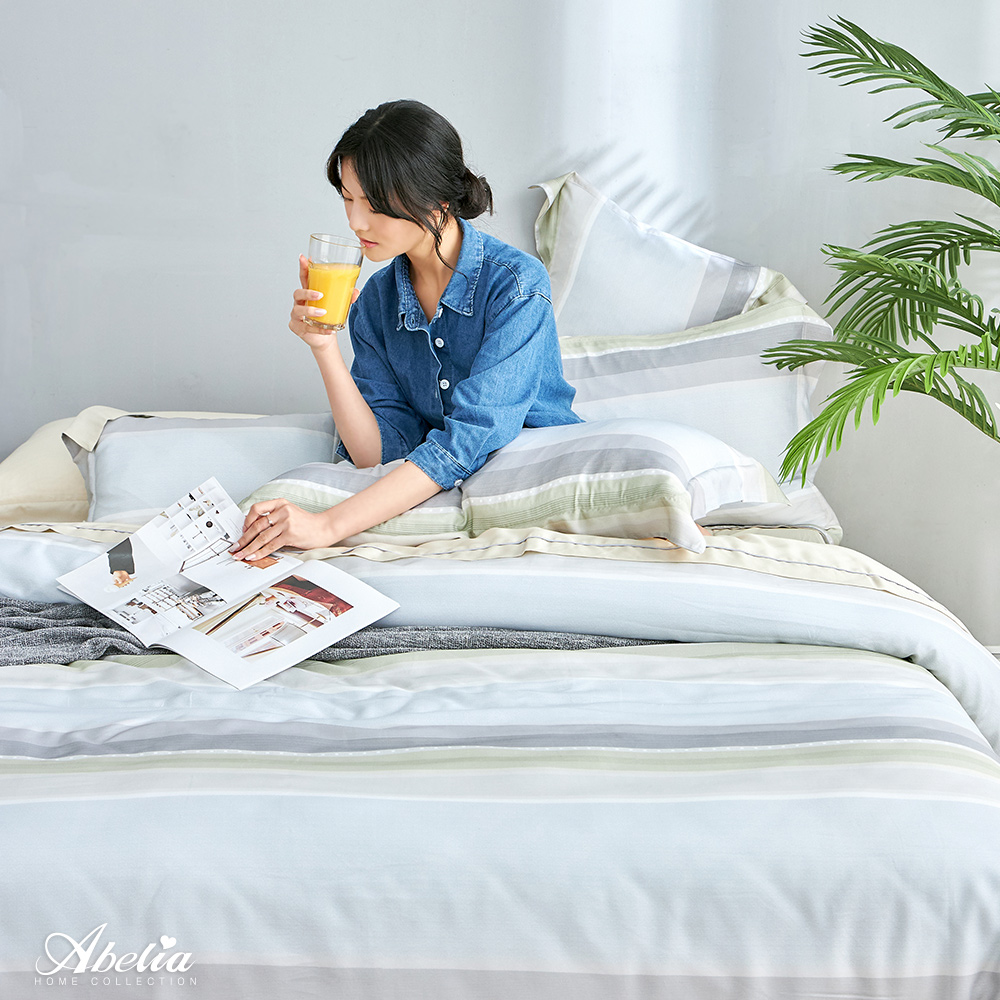 英國Abelia《斯柏格》雙人天絲木漿纖維四件式兩用被床包組