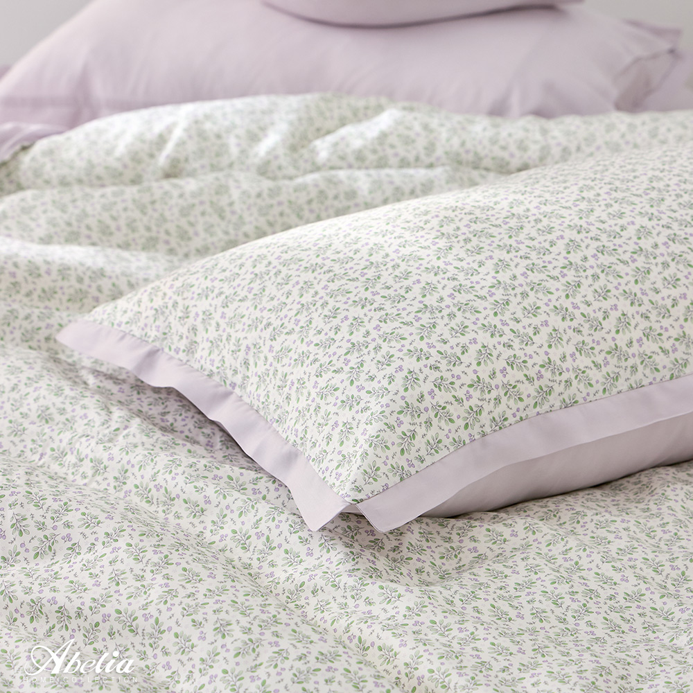 (網路獨家)英國Abelia《紫紫戀花》單人天絲木漿纖維拼接四件式兩用被床包組(S包D被)