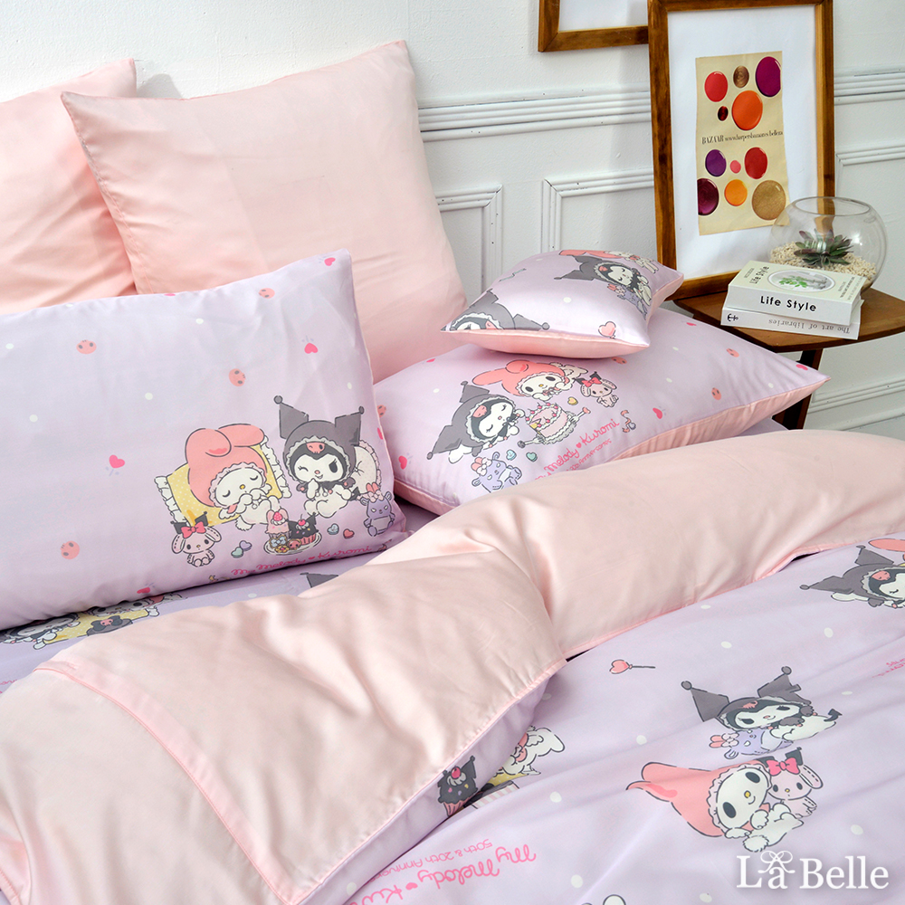 英國Abelia《Sanrio-My Melody & KUROMI白粉天使》加大天絲床包枕套組