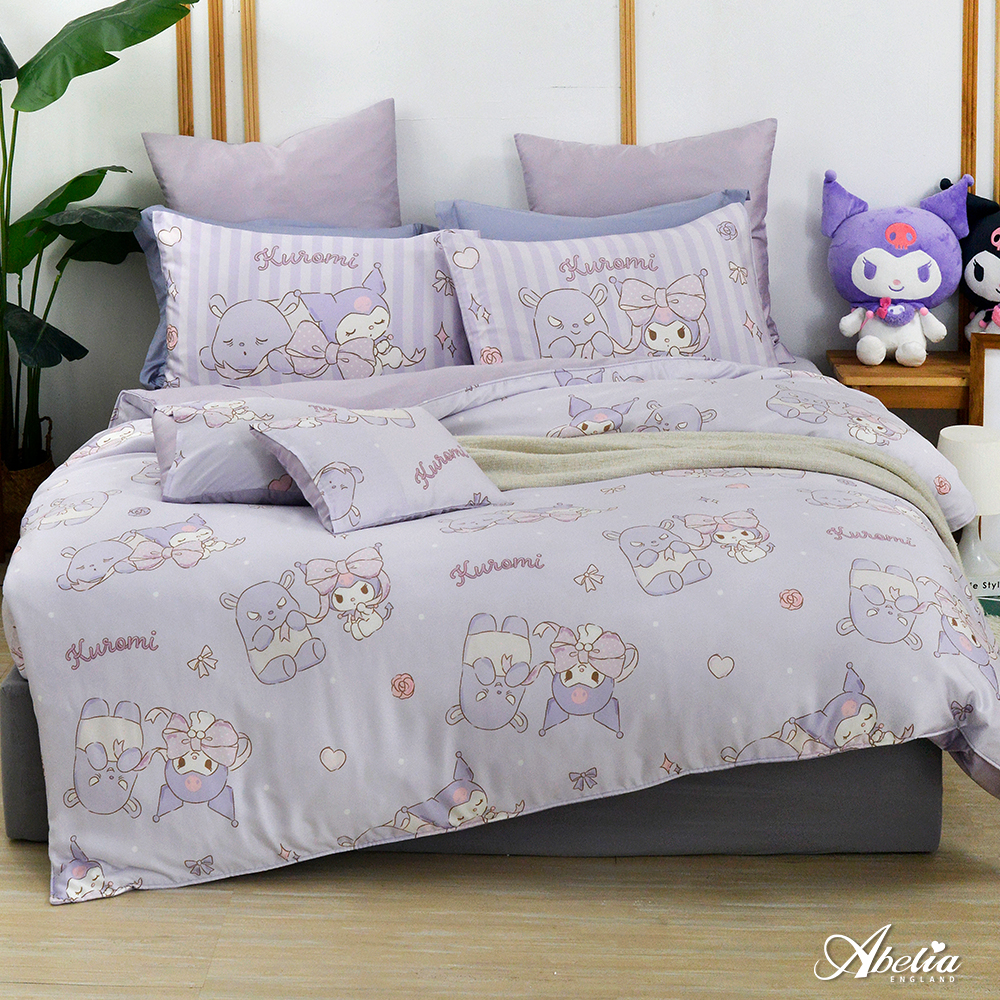 英國Abelia《Sanrio-蝴蝶結KUROMI》雙人天絲防蹣抗菌吸濕排汗兩用被