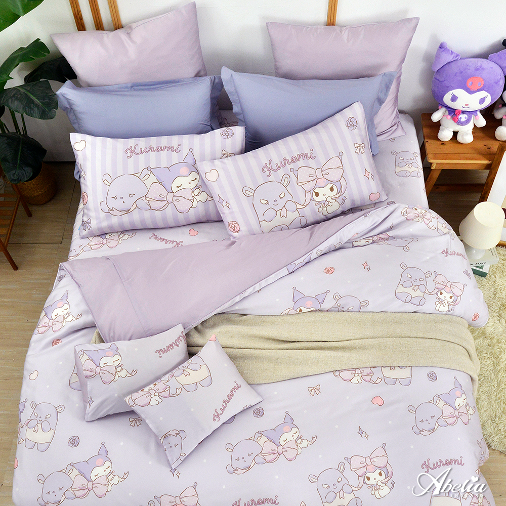 英國Abelia《Sanrio-蝴蝶結KUROMI》雙人天絲被套