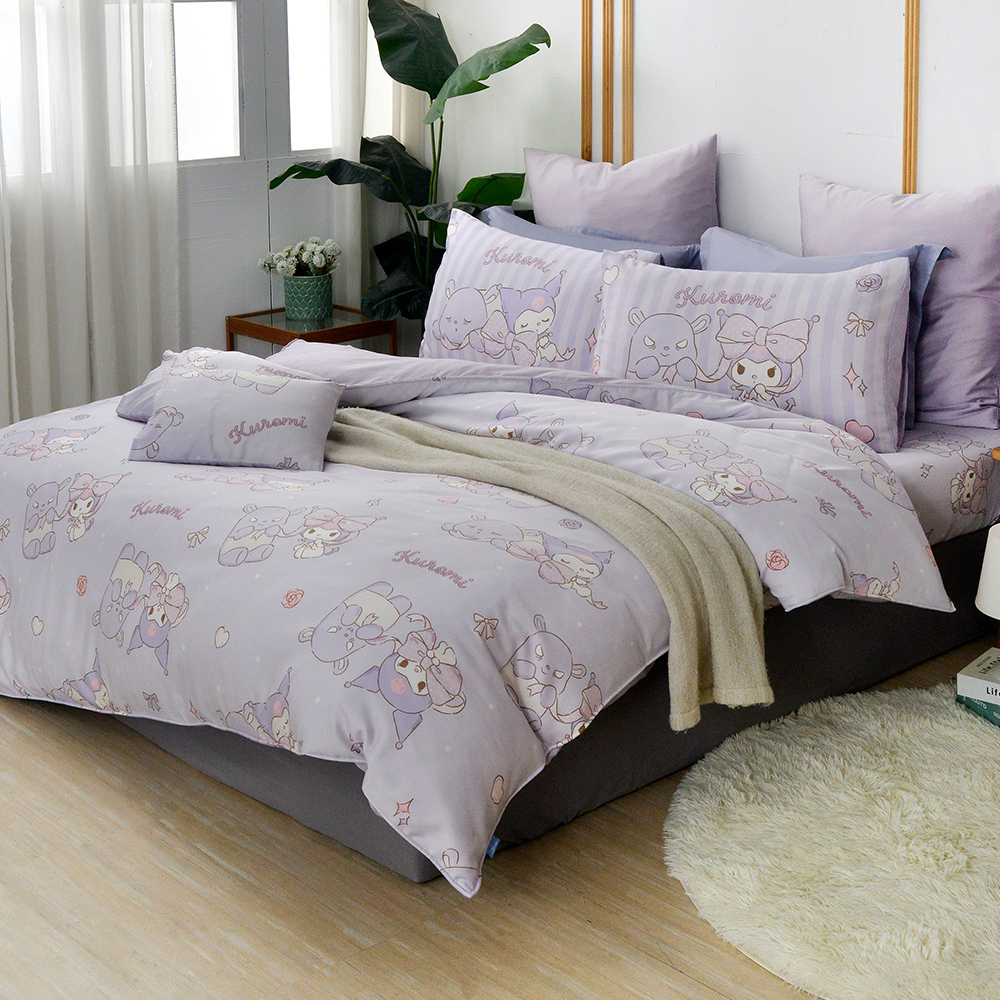 英國Abelia《Sanrio-蝴蝶結KUROMI》雙人天絲被套