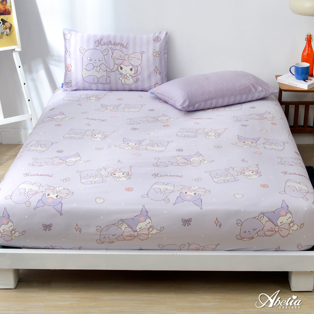 英國Abelia《Sanrio-蝴蝶結KUROMI》雙人天絲床包枕套組