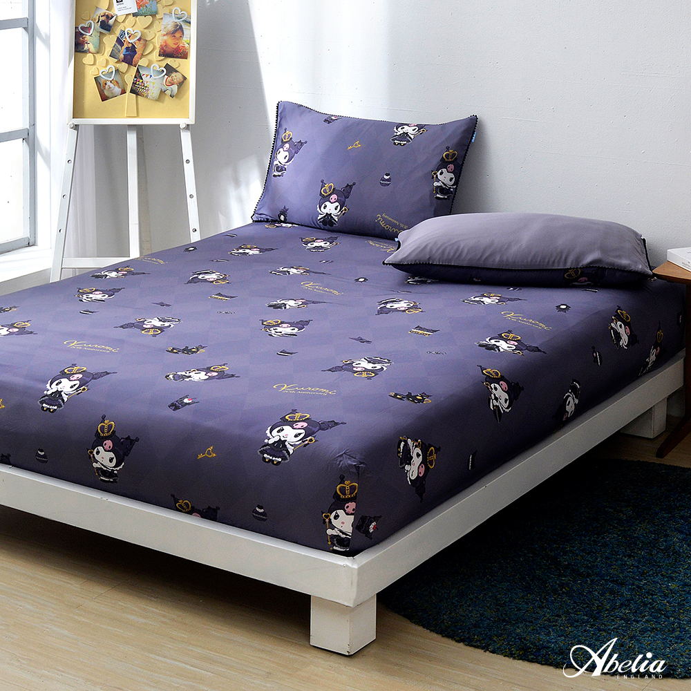 英國Abelia《Sanrio-暗黑KUROMI》加大天絲床包枕套組