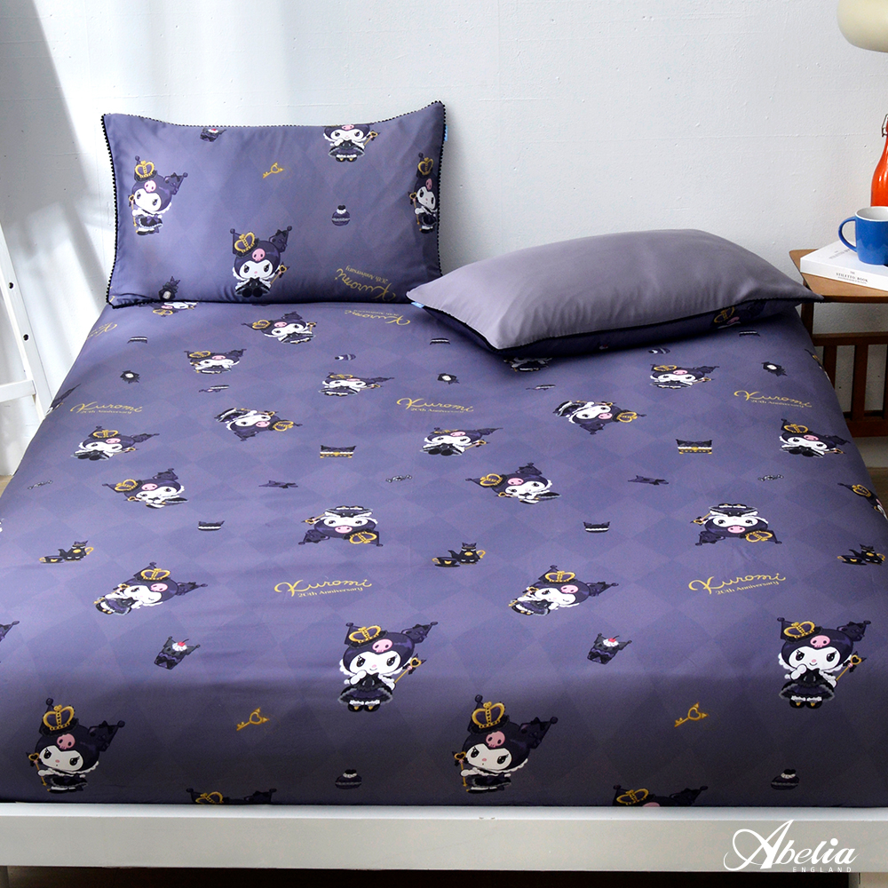 英國Abelia《Sanrio-暗黑KUROMI》加大天絲床包枕套組