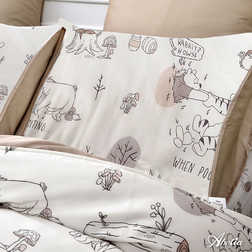 英國Abelia  Winnie the Pooh《楓糖維尼》雙人天絲床包枕套組