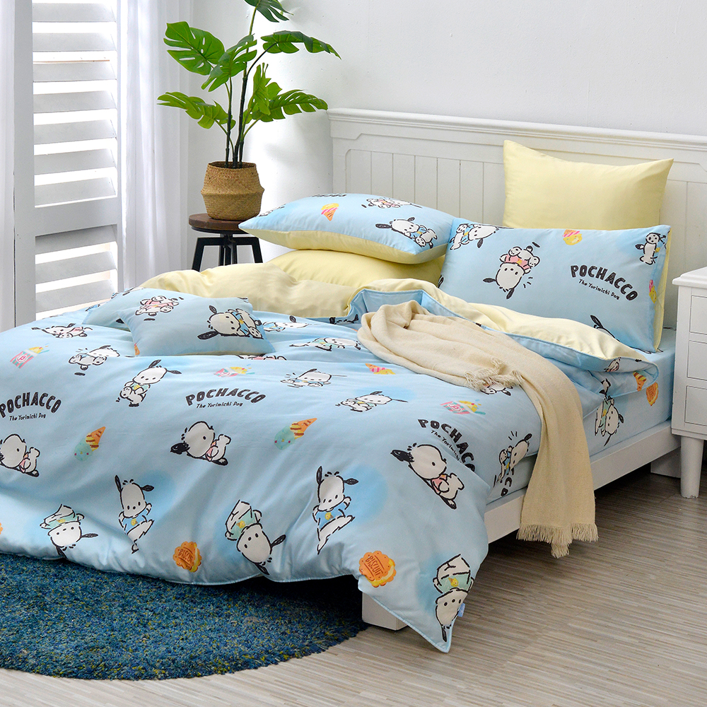 英國Abelia《Sanrio-POCHACCO帕恰雪糕》單人天絲防蹣抗菌吸濕排汗兩用被