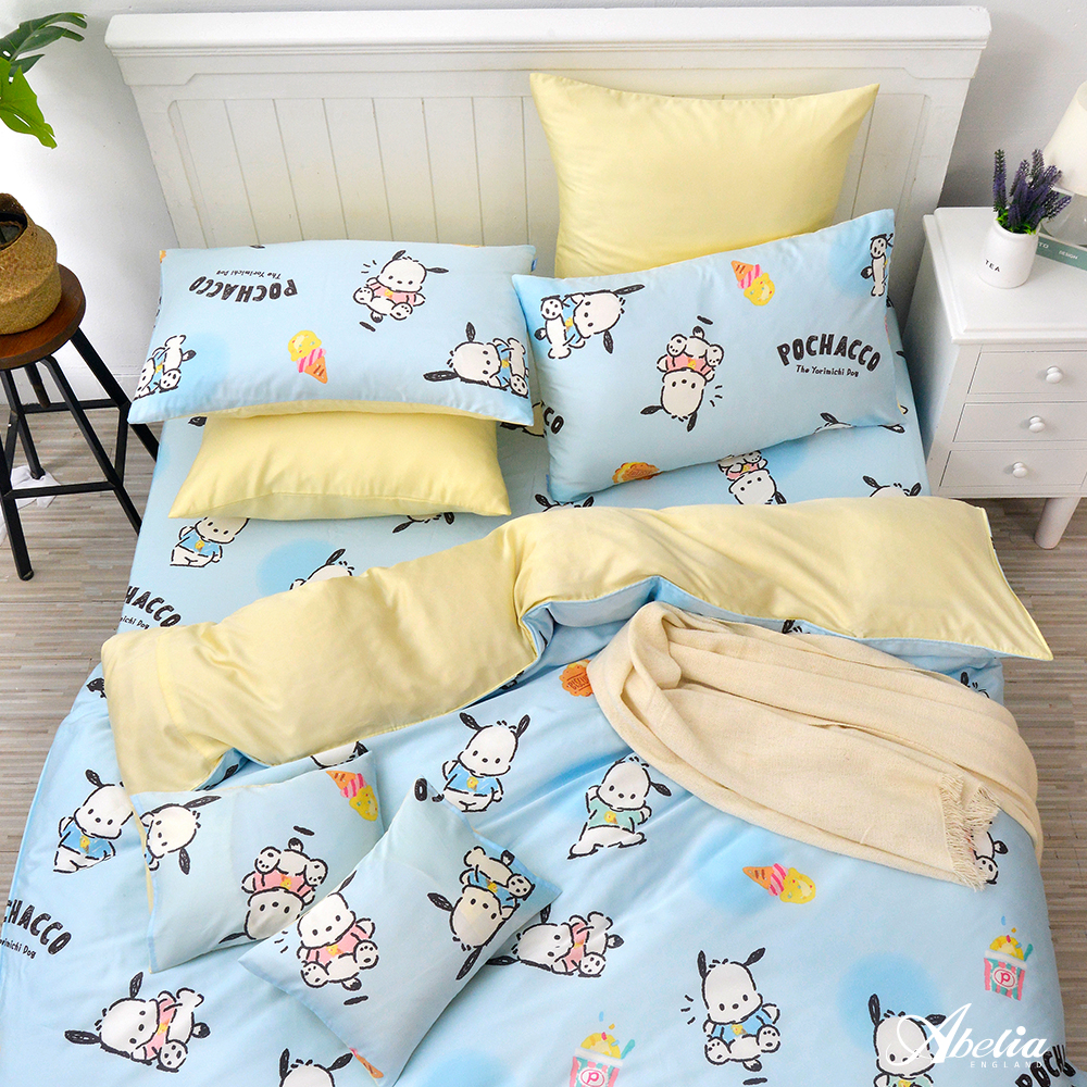 英國Abelia《Sanrio-POCHACCO帕恰雪糕》單人天絲防蹣抗菌吸濕排汗兩用被