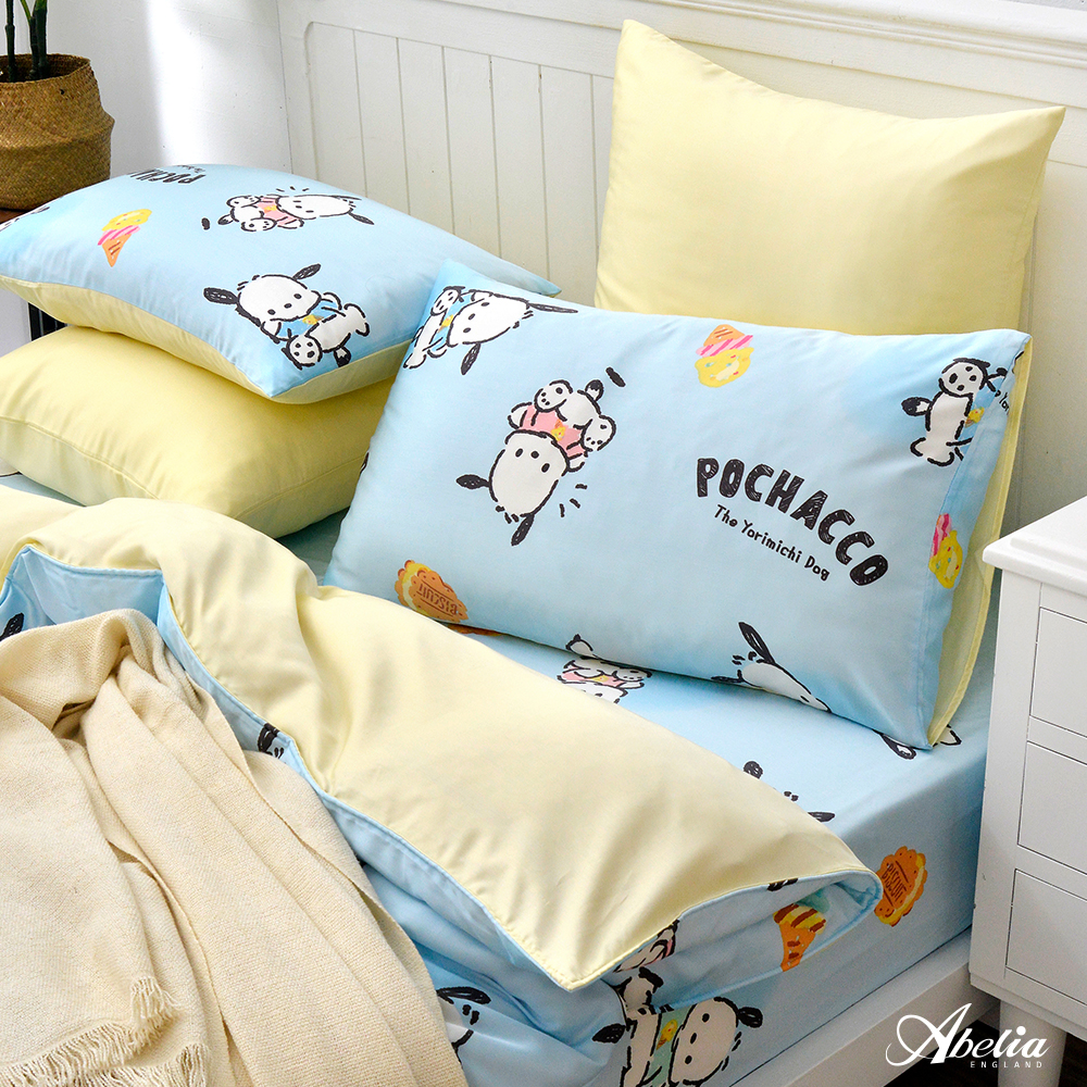 英國Abelia《Sanrio-POCHACCO帕恰雪糕》單人天絲防蹣抗菌吸濕排汗兩用被