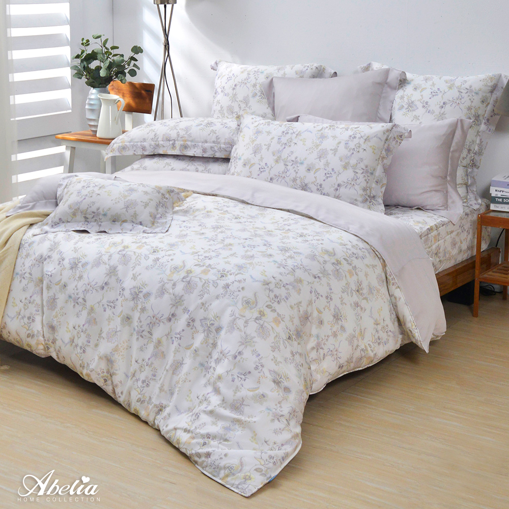 英國Abelia《清辭麗曲》特大天絲四件式防蹣抗菌吸濕排汗兩用被床包組