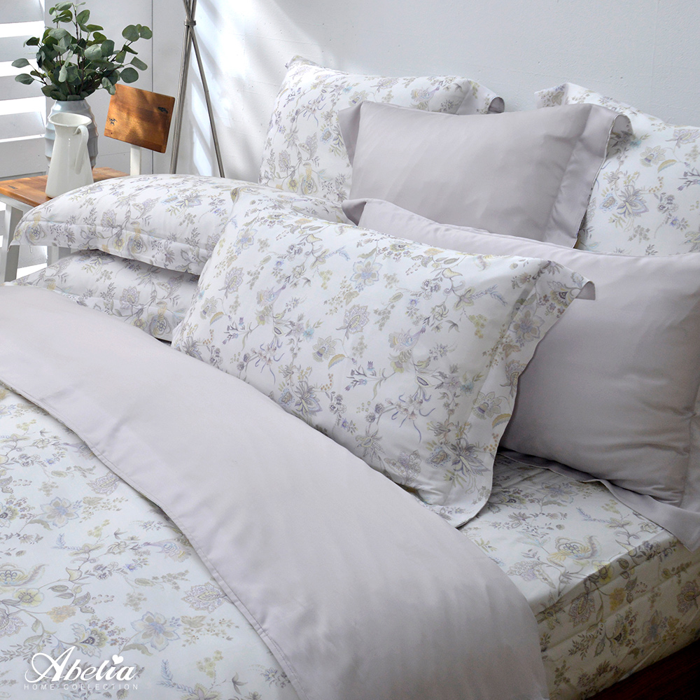 英國Abelia《清辭麗曲》加大天絲四件式防蹣抗菌吸濕排汗兩用被床包組