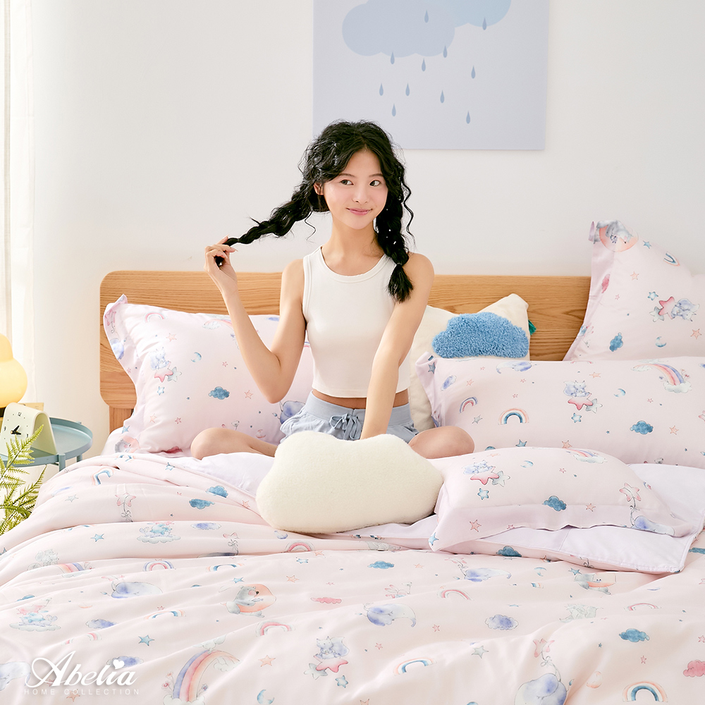 英國Abelia《星月彩虹》加大天絲木漿纖維四件式兩用被床包組