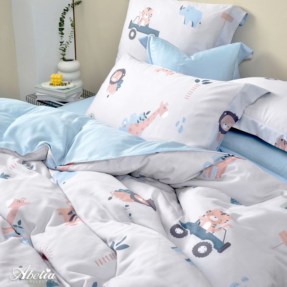 英國Abelia《草原派對》加大天絲木漿纖維四件式兩用被床包組