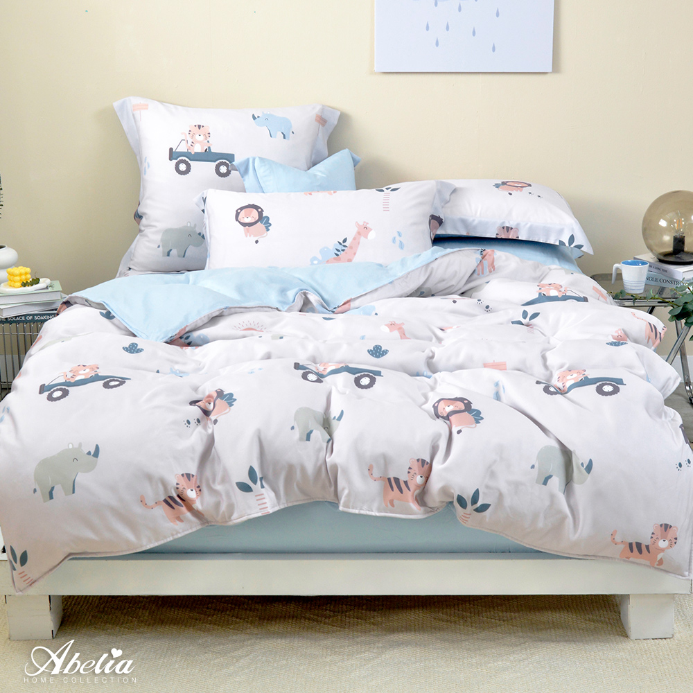 英國Abelia《草原派對》單人天絲木漿纖維四件式兩用被床包組(S包D被)