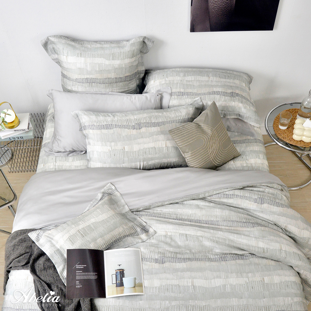 英國Abelia《玄岩之島》雙人天絲四件式防蹣抗菌吸濕排汗兩用被床包組