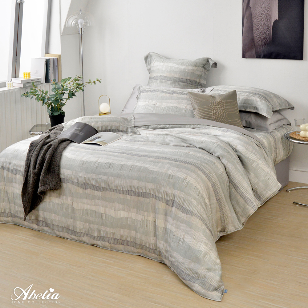 英國Abelia《玄岩之島》特大天絲四件式防蹣抗菌吸濕排汗兩用被床包組