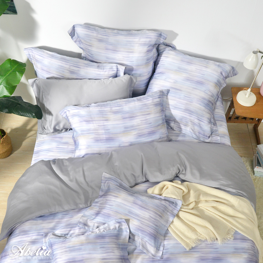 英國Abelia《行雲琉光》加大天絲四件式防蹣抗菌吸濕排汗兩用被床包組
