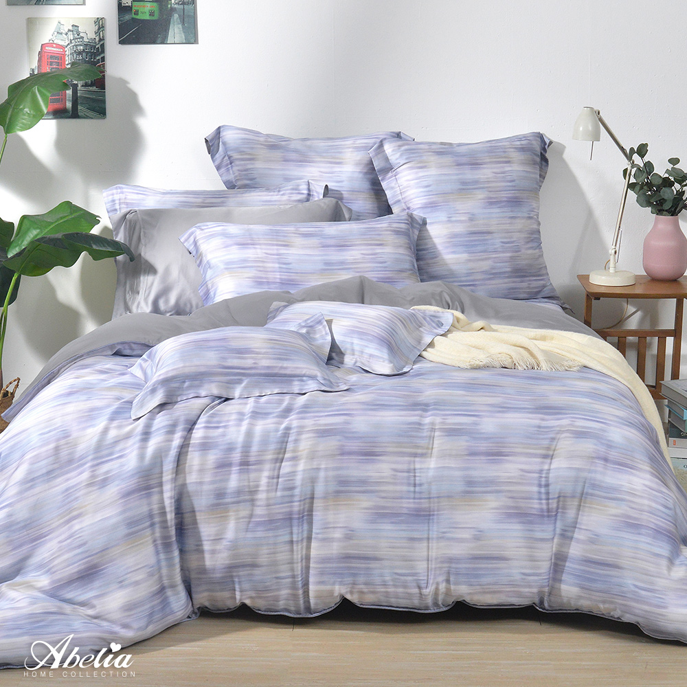 英國Abelia《行雲琉光》單人天絲四件式防蹣抗菌吸濕排汗兩用被床包組(S包D被)
