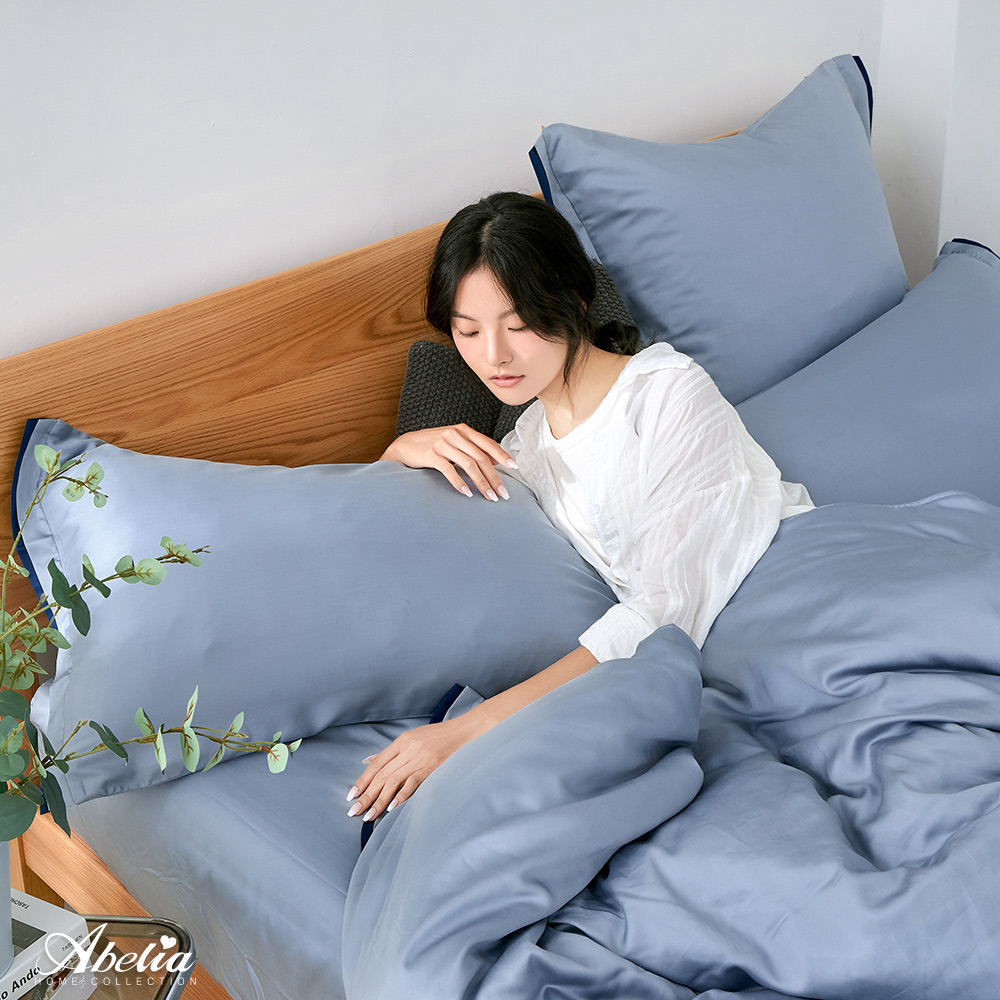 英國Abelia《暮光交界》雙人天絲拼接四件式防蹣抗菌吸濕排汗兩用被床包組