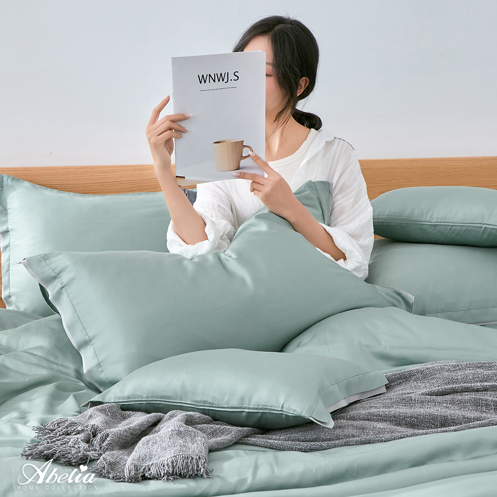 英國Abelia《暮光交界》雙人天絲拼接四件式防蹣抗菌吸濕排汗兩用被床包組