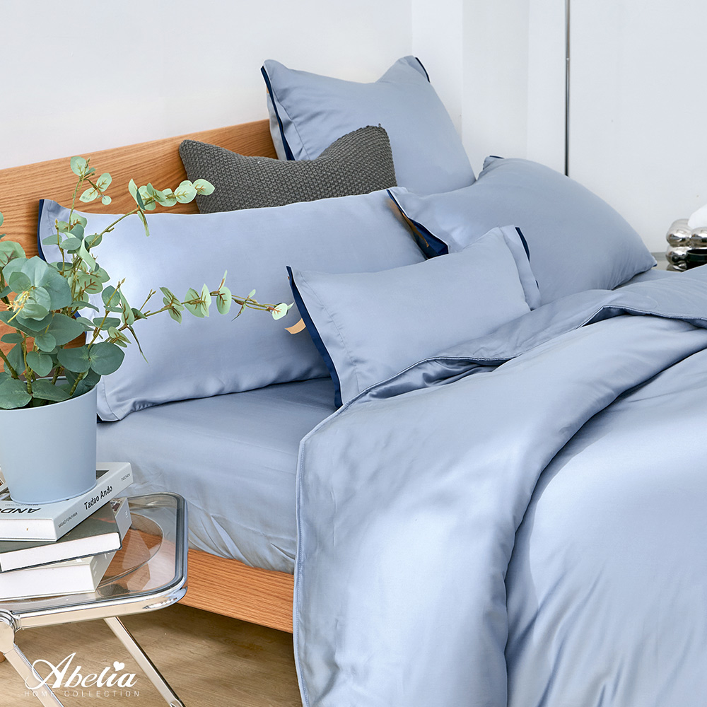 英國Abelia《暮光交界》特大天絲拼接四件式防蹣抗菌吸濕排汗兩用被床包組