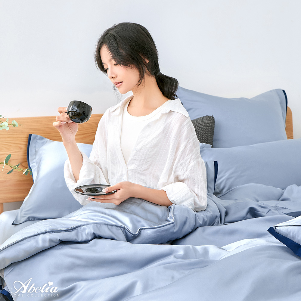 英國Abelia《暮光交界》單人天絲拼接四件式防蹣抗菌吸濕排汗兩用被床包組(S包D被)