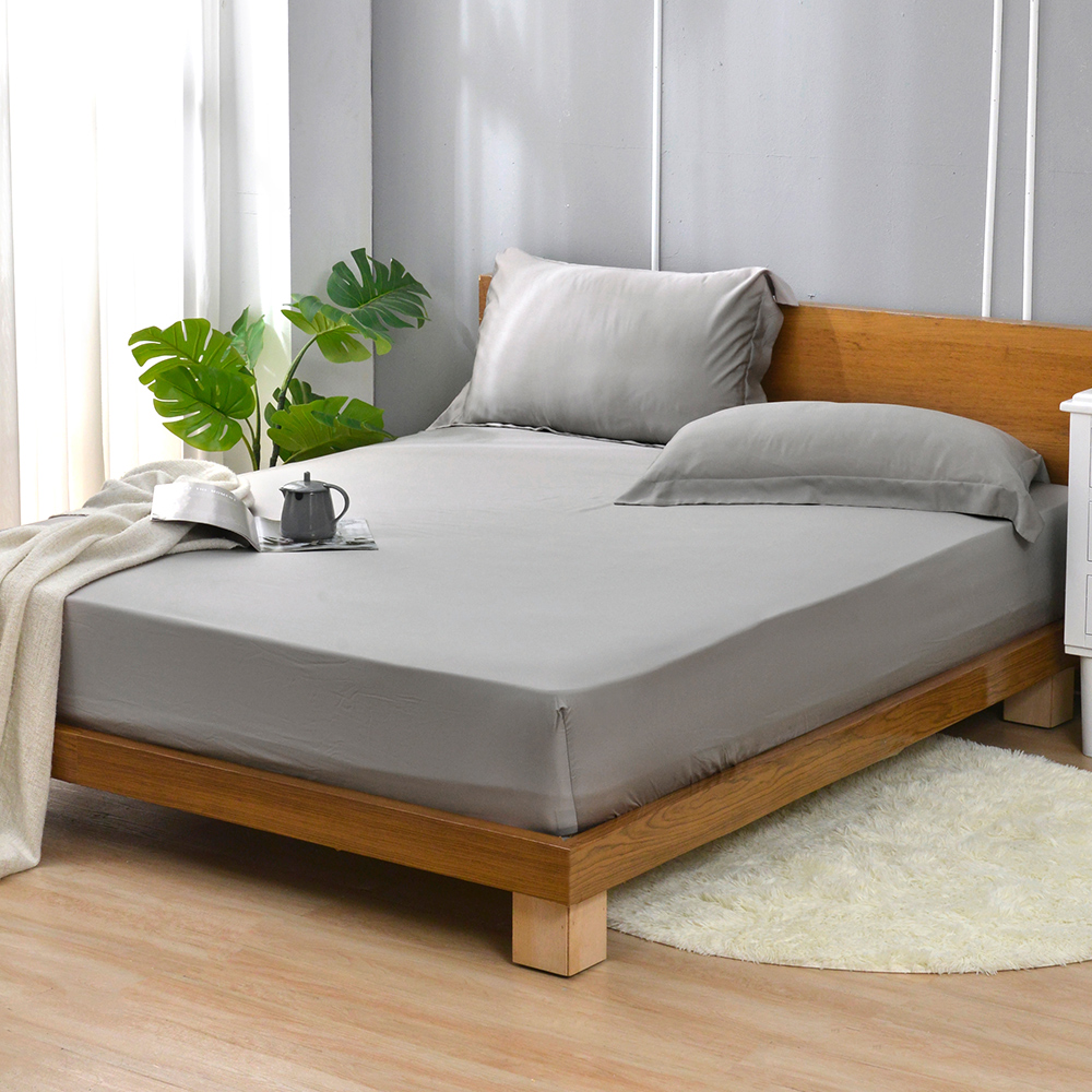 法國CASA BELLE《淡雅淨色》加大天絲床包枕套組(共五色)