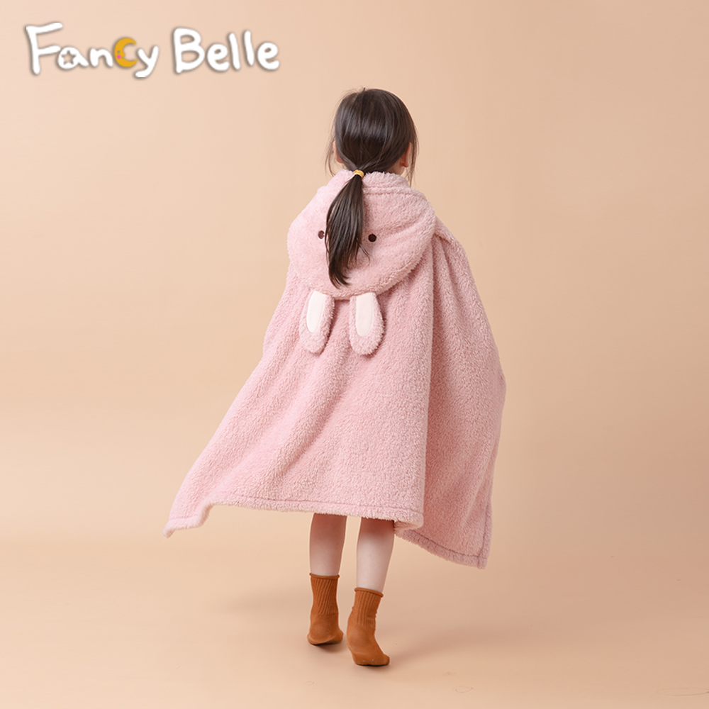 義大利Fancy Belle《妮妮兔》連帽披肩毯90*120cm(共兩色)