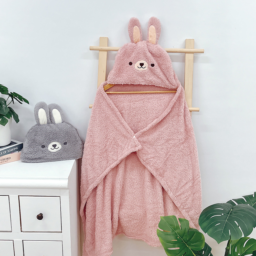 義大利Fancy Belle《妮妮兔》連帽披肩毯90*120cm(共兩色)
