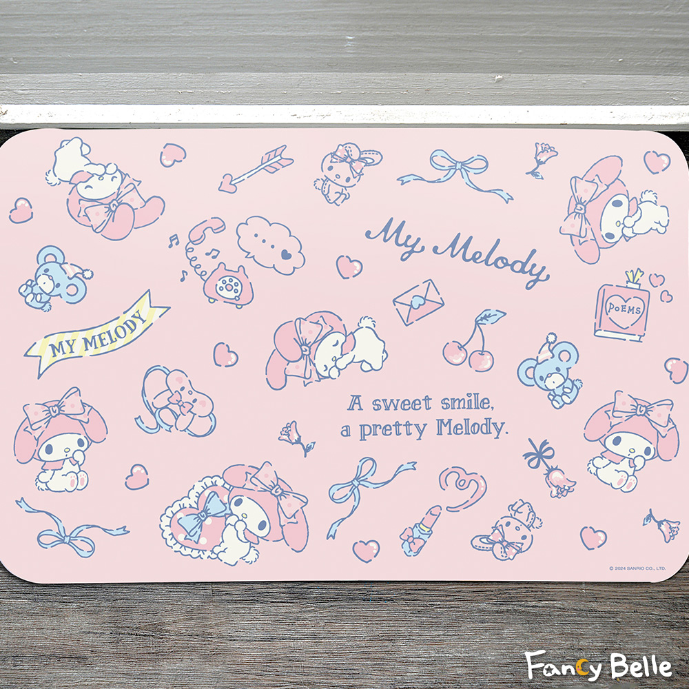 義大利Fancy Belle《Sanrio-夢幻甜心美樂蒂》抗菌可水洗軟式珪藻土強效吸水地墊 60*39CM