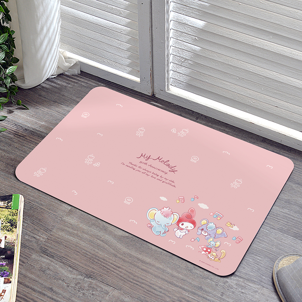 義大利Fancy Belle《Sanrio-My Melody甜蜜回憶》抗菌可水洗軟式珪藻土強效吸水地墊 60*39CM