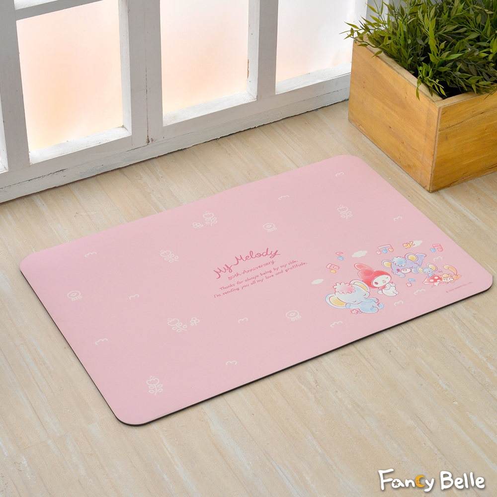 義大利Fancy Belle《Sanrio-My Melody甜蜜回憶》抗菌可水洗軟式珪藻土強效吸水地墊 60*39CM