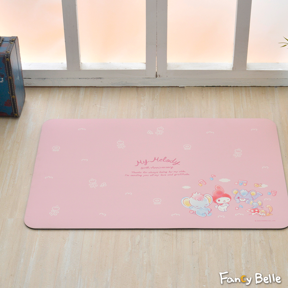 義大利Fancy Belle《Sanrio-My Melody甜蜜回憶》抗菌可水洗軟式珪藻土強效吸水地墊 60*39CM