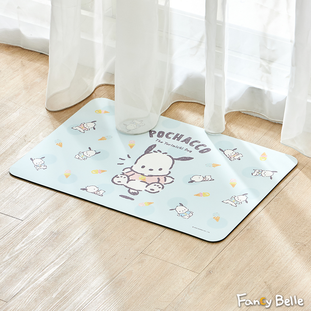 義大利Fancy Belle《Sanrio-POCHACCO帕恰雪糕》抗菌可水洗軟式珪藻土強效吸水地墊 60*39CM